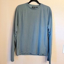 Prana Mens Merino Wool Blend Waffle Knit Long Sleeve Slim Fit Top Blue Grey M picture