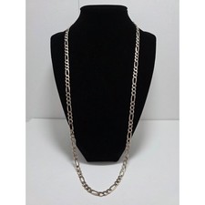 Vior Vintage Sterling Silver Figaro Chain Necklace 26 Inch Made in Italy 27g picture