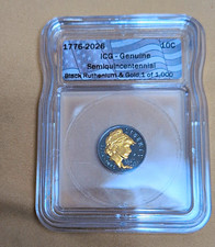 ICG Genuine 1776 - 2026 Semiquintennial Dime 10C Black Ruthenium, Gold 1 of 1000 picture