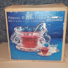 Vintage Princess 18 Piece Punch Set with Box Indiana Glass Company, opened NIB  picture