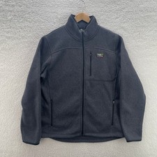 LL Bean Sweater Fleece Jacket Men Large Gray Slightly Fitted Outdoor Preppy Logo picture