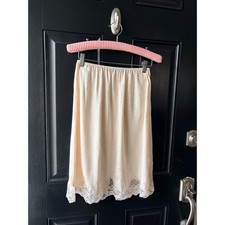 VTG Adagio Pale Pink 100% Silk Lace Slip Skirt Size L picture