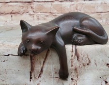 OLD VINTAGE NARDINI FRENCH BRONZE CAT SCULPTURE SIGNED MINI FIGURINE STATUE DECO picture