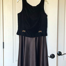 Vintage Scott McClintock Brown Velvet & Satin Midi Dress size 16 picture
