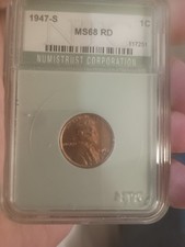1947 S Wheat Cent BU FuLL RED BRILLIANT UNCIRCULATED San Fran LUSTROUS Post WWll picture