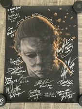 Halloween Screen Print Hand Signed By 16 Micheal Myers Matt Ryan Tobin picture