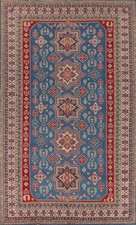 Blue Handmade Kazak Large Rug 10x16 Ft Geometric Traditional Oriental Wool Rug picture