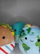 Squishmallow Lot of 3 Roman Earth Carl Cheeseburger Xandra Crab Plush Bundle picture