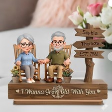 Custom Couple Growing Old Sign,Personalized 2-Layer Wood, Anniversary Gift picture