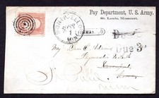 Us 1862 U.S. Army Civil War Period Cover Scott #65 Tied Fancy Target Cancel picture