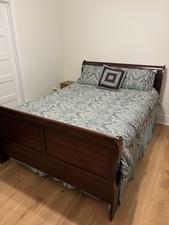Queen Wooden Bed Frame - Modern Mahogany Finish Replacement Bed - Local Pickup) picture