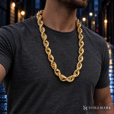 14k Gold Plated Hollow Rope Necklace 1980's Hip Hop Dookie Chain 30