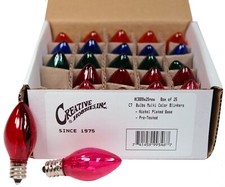 25 Random Blinking Assorted Color Light Bulbs, 7 Watt, C7 Candelabra Base  picture