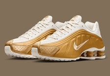 Nike Women's Shox R4 Shoes Soft Pearl Metallic Gold AR3565-010 NEW picture