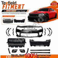 Complete Front + Rear Bumper Widebody Set Black Fits 2015-2023 Dodge Charger picture