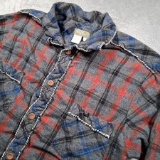 The Territory Ahead Shirt Mens Large Gray Plaid Flannel Rope Trim Pockets picture