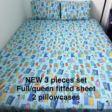 LS Disney Monster inc  Bamboo Custom Queen Bed fitted Sheet with 2 pillowcases picture