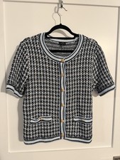 NWT New $149 Talbots Women’s Cotton Tweed Blue Cardigan Sweater Jacket L picture