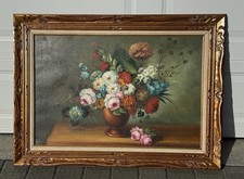 Nancy Lee Floral Oil Painting On Canvas Signed - Large Size - 44 1/2 X 32 Inches picture