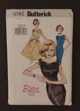 Butterick 6582 Retro 60  Pattern Misses Semi-Fitted Dress Belt Sz 12-14-16 Uncut picture