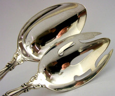 HEAVY 162g AMERICAN STERLING SILVER SALAD SERVERS c1890's GORHAM picture