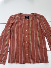 A.P.C. Women's Lucie Blouse In Rust Orange Stripe French Size 34 picture