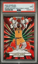 2023 PANINI DONRUSS BOMB SQUAD HOLO R&G LASER #7 LEBRON JAMES 65/75 PSA 9 POP 7 picture