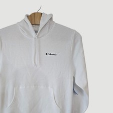 Columbia Mens White Hoodie Sweatshirt XL Logo Print Front Pocket Casual picture