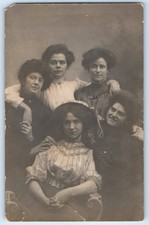 c1910's Group Of Womens Curly Hair Studio RPPC Photo Unposted Antique Postcard picture