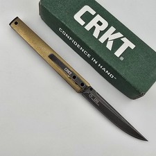 CRKT CEO Folding Knife D2 Brass Black Stonewash Blade HQ Exclusive 7096BRKD2 picture