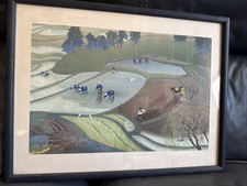 Japanese Woodblock: Ohno Bakufu's Planting Rice in the Rain picture