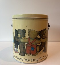 Vintage 1984 Teddy Bear This Bears My Hug To You Vintage Metal Tin with Handle picture