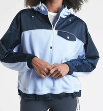 ATHLETA *ZION* MICROFLEECE 1/2 ZIP PERIWINKLE/NAVY PULLOVER HOODIE- WOMEN'S L picture