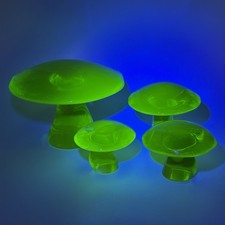 Vintage Viking Lime Uranium Glass Mushrooms Complete Set picture