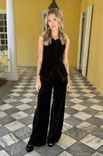 ORIG $228 NWT | JULIA AMORY | TESS VEST IN NOIR (BLACK) | S |VELVET picture