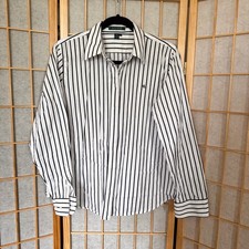 Lauren Ralph Lauren Women's Black White Striped Button Down Shirt L Preppy picture