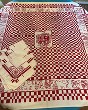 Vintage 21 Club NYC Restaurant Tablecloth 4 Napkins Artex In Vino Veritas Set picture