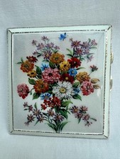 Outstanding Silver & Guilloche Enamel Bouquet Cigarette Case Birmingham 1941. picture