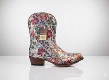 Roper Women's Ingrid Floral Metallic Snip Toe Casual Boots Ankle Select Size picture