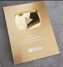 Personalized YouTube Play Button Award Aluminum Plaque Creator Gold & Sliver picture