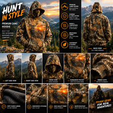 Men’s Premium 3D Deer Hunting Camo Hoodie – Realistic Woodland Print, Outdoor picture