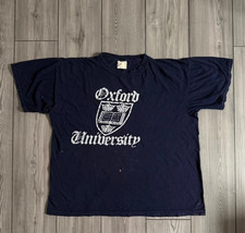 Vintage 80s Collegiate Script Logo Graphic Boxy Tee University Lettering Retro picture