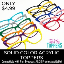 PAIR EYEWEAR COMPATIBLE BLANKS - Solid Color Acrylic Laser Cut Frame Toppers picture