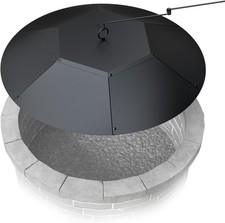 28-inch Round Fire Pit Lid - Metal Fire Pit Lid with Handle & 28 inch Black picture