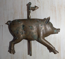 Antique Solid Bronze Full Figure Pig Directional, Unmarked, 9
