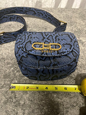 GUESS Blue/Black Snake Print Small Crossbody Buckle Gold Hardware Strap Pockets picture