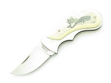 Vtg 80s Ka-bar Olean NY 1500 Seki Japan Scrimshaw Folding Lockback Pocket Knife picture
