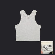 90s No Limits Athletics Gym Tank Top Gray Logo Racerback Muscle Shirt XL picture