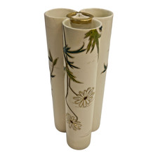ROYAL WORCESTER AESTHETIC MOVEMENT BAMBOO VASE HAND PAINTED ORIENTAL FLOWERS picture