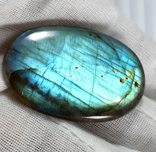 100% Natural Blue Color Labradorite Oval Cabochon Loose Gem 63.60 Carats picture